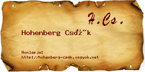 Hohenberg Csák névjegykártya
